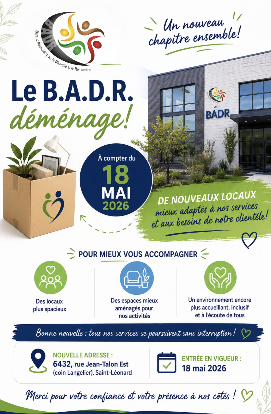 📢 Annonce importante – Déménagement du B.A.D.R.
